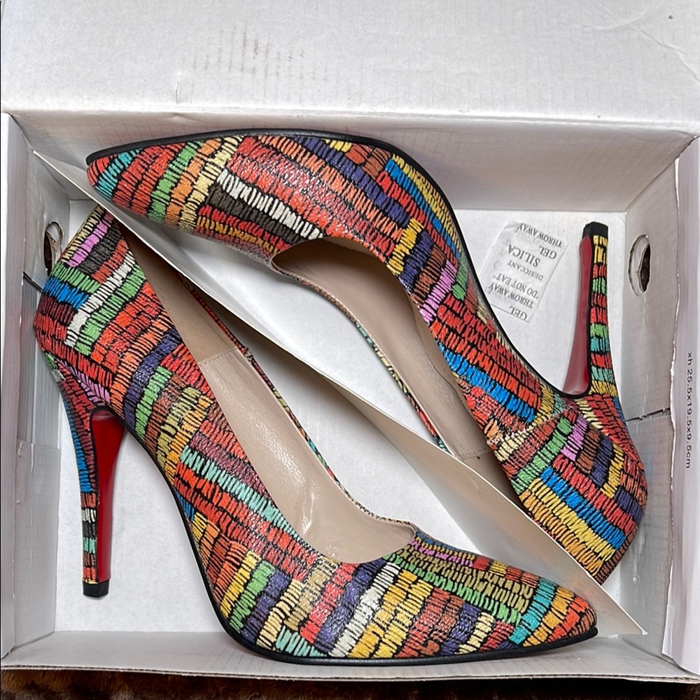 Multicolor Striped High Heel Pumps - Women - Picture 2 of 8
